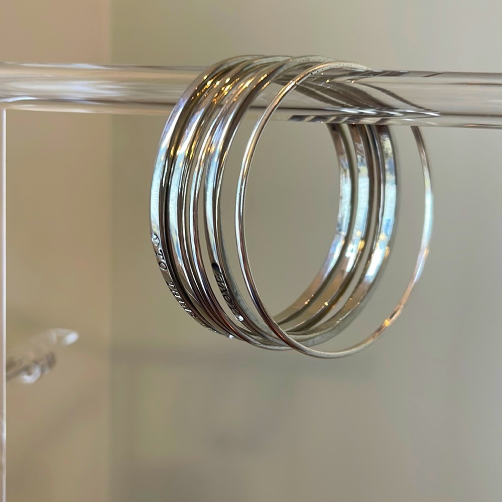 Set of 5 Silver bangle bracelets
